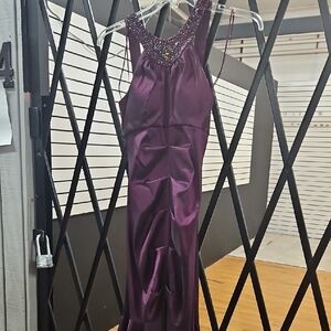 R & M Richards Deep Purple Backless Dress
